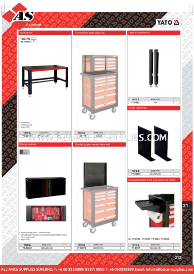 YATO Workbench / Shutter Cabinet / Connection Steel Pipes Set / Double Project Center Back Wall