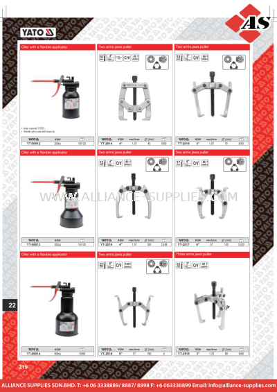 YATO Oiler With A Flexible Applicator / Two Arms Jaws Puller / Three Arms Jaw Puller /  Universal Wheel Hub Puller