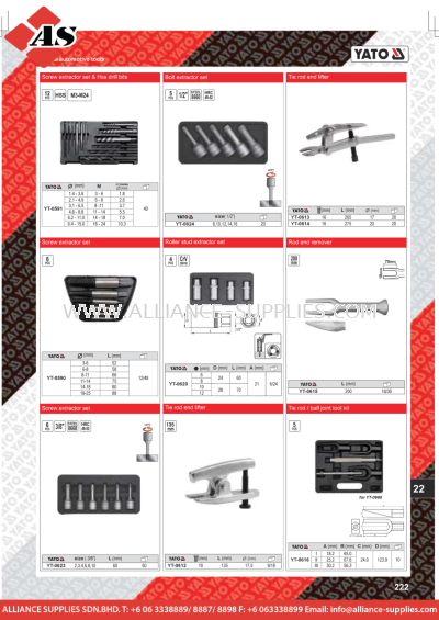 YATO Screw Extractor Set & HSS Drill Bits / Screw Extractor Set / Bolt Extractor Set