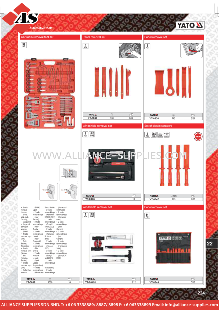 YATO Car Radio Removal Tool Set / Panel Removal Set / Windshield Removal Set / Plastic Scrapers Set YATO Special Automotive Tools & Equipment YATO