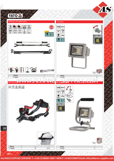 YATO Workshop LED Battery Lamp / LED Head Lamp / LED Lamp / Portable LED Lamp