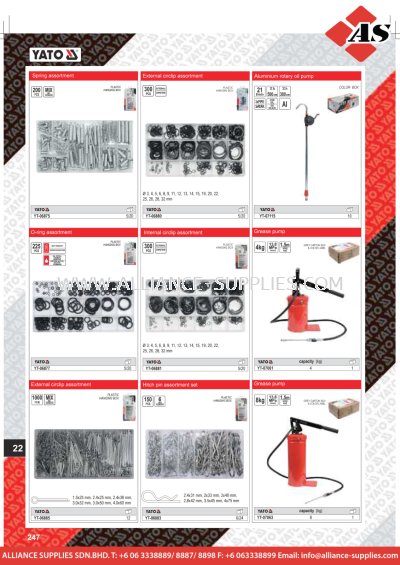 YATO Spring Assortment / O-Ring Assortment / External Clip Assortment / Internal Circlip Assortment 