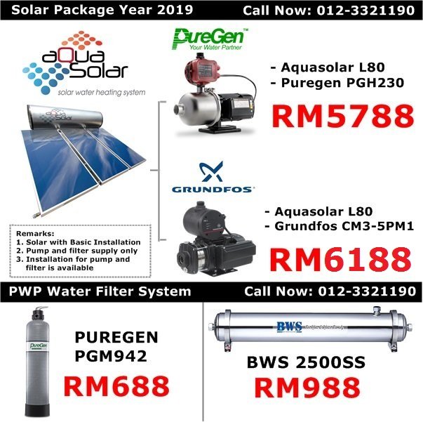 Aquasolar - Solar water heater package price 2019 (BWS)