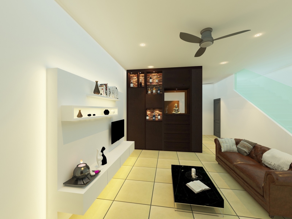 Living Hall Design - Selangor Interior Design Contractor - Kuala Lumpur 3D Design Drawing