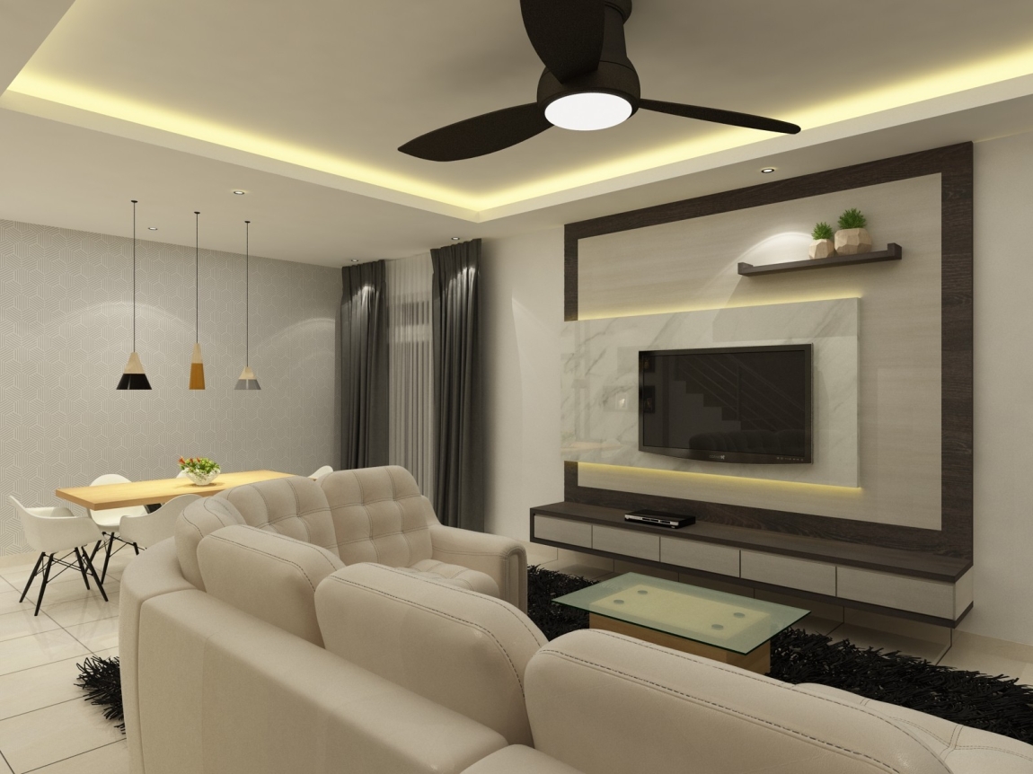 Living Hall Design - Selangor Interior Design Contractor - Kuala Lumpur 3D Design Drawing