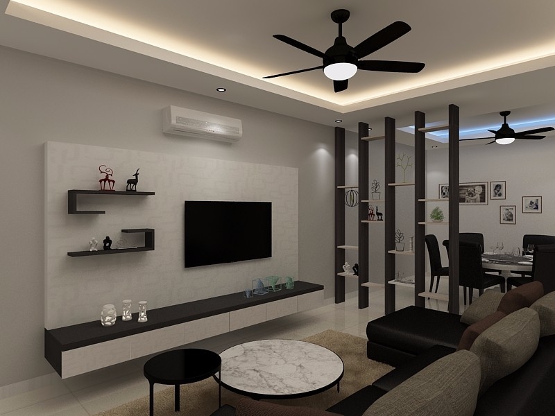 Living Hall Design - Selangor Interior Design Contractor - Kuala Lumpur 3D Design Drawing