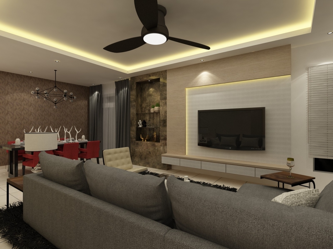 Living Hall Design - Selangor Interior Design Contractor - Kuala Lumpur 3D Design Drawing