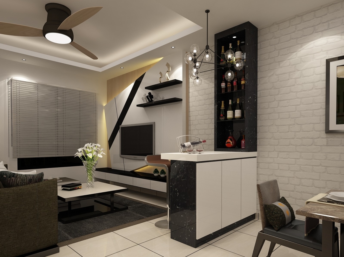 Living Hall Design - Selangor Interior Design Contractor - Kuala Lumpur 3D Design Drawing