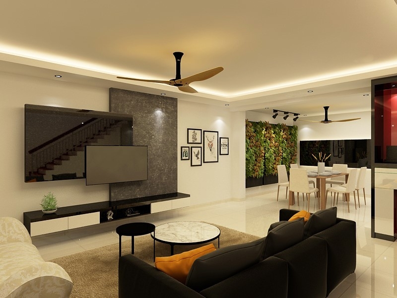 Living Hall Design - Selangor Interior Design Contractor - Kuala Lumpur 3D Design Drawing