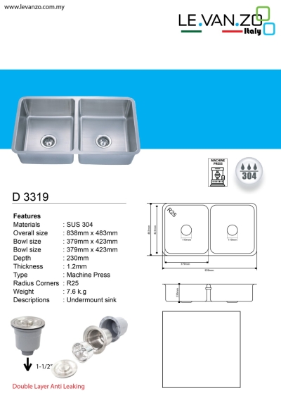 Single Water Sink (D 3319)