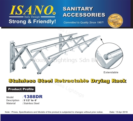 ISANO 1388DR Stainless Steel Retractable Drying Rack