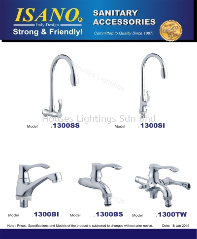 ISANO 1300SS 1300SI 1300BI 1300BS 1300TW WATER TAP