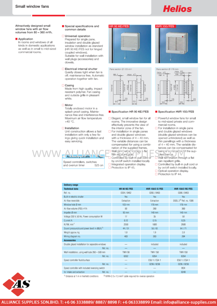 HELIOS Small Window Fans HELIOS Small Room, Wall, In-Line Duct, Window, Ceiling Fans & Fan Heaters HELIOS Fans / Air Technology VENTILATION