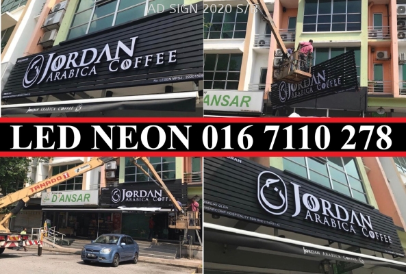 Aluminium frameless box up acrylic channel LED(frontlit) @ Jordan Arabica Coffee @Putra Height