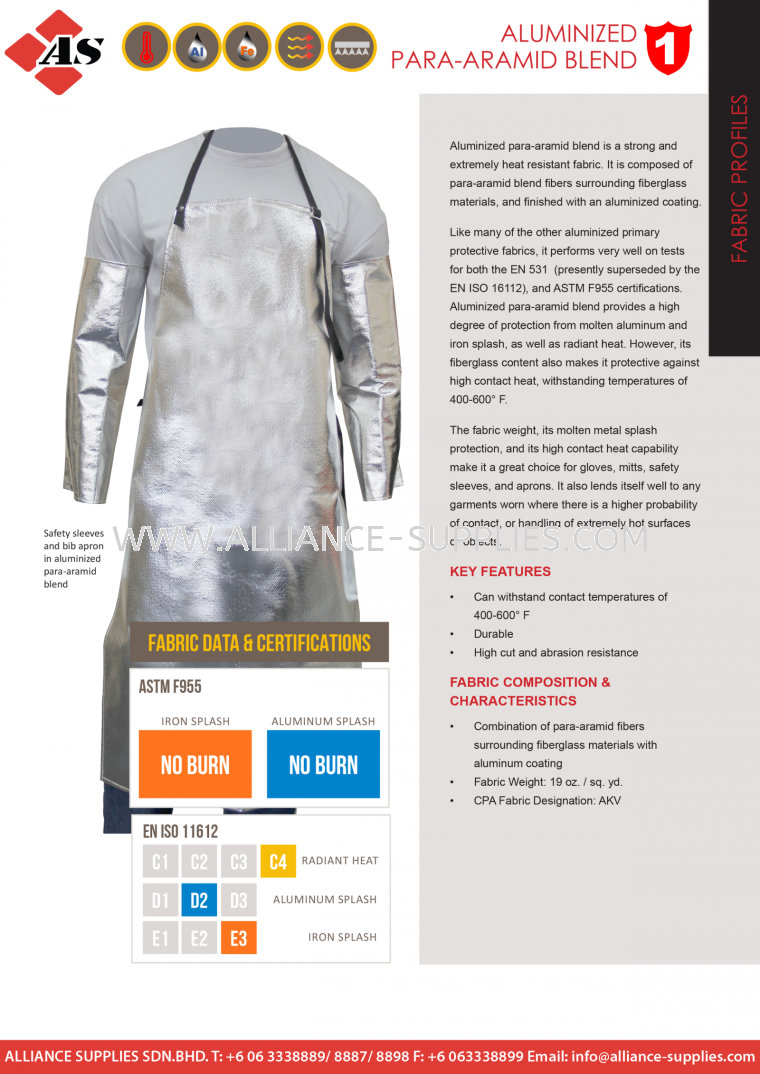 CPA Foundry Protection - Aluminized Para-aramid Blend CPA Foundry Protection CPA Protective Clothing PERSONAL PROTECTIVE EQUIPMENT