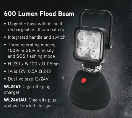 Working Light Magnetic Base 600 Lumen Flood Beam