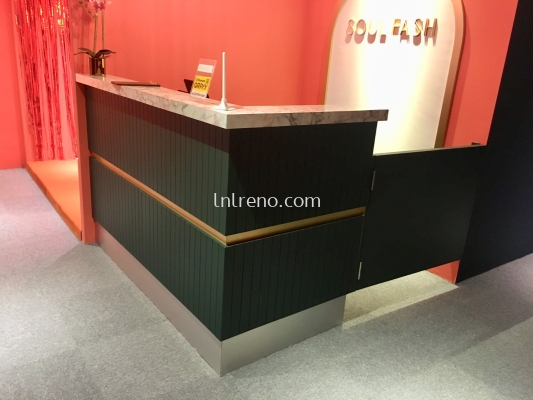 Customize Cashier counter Reception Counter in PJ Selangor Malaysia #plywood #melamine  #veneer #spray paint #laminate #customize #sliding door #glass door #swing door #built in #nyatoh #oak #aluminium door #carcass #panel #fluted panel #drawer #tv hang on panel #partition #box up #counter #cashier #shelves #open shelves