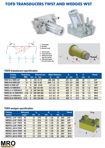 TOFD Tranducers and Wedges