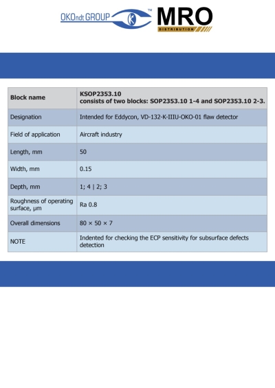 Calibration Blocks for Subsurface Defects Detection