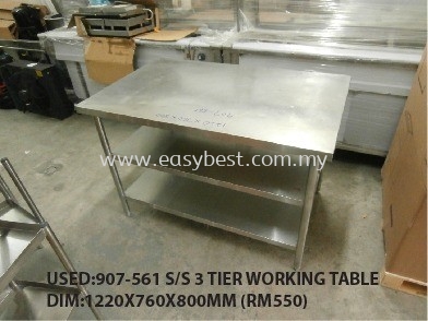 USED:907-561 S/S 3 TIER WORKING TABLE