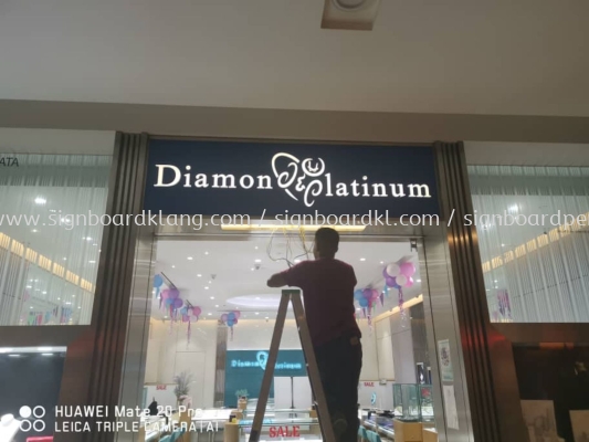 Diamon Platinum 3D acrylic box up LED lettering At sunway subang 
