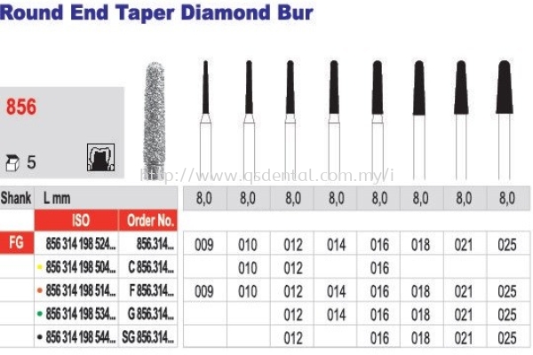 856 Round End Taper Diamond Bur