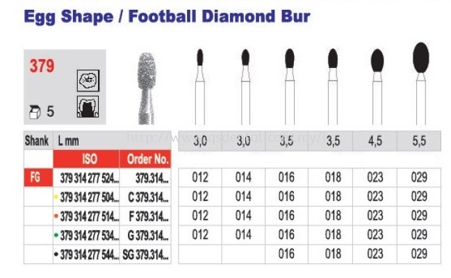 379 Egg shape/ Football Diamond Bur