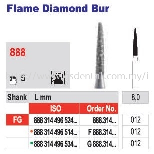 888 Flame Diamond Bur