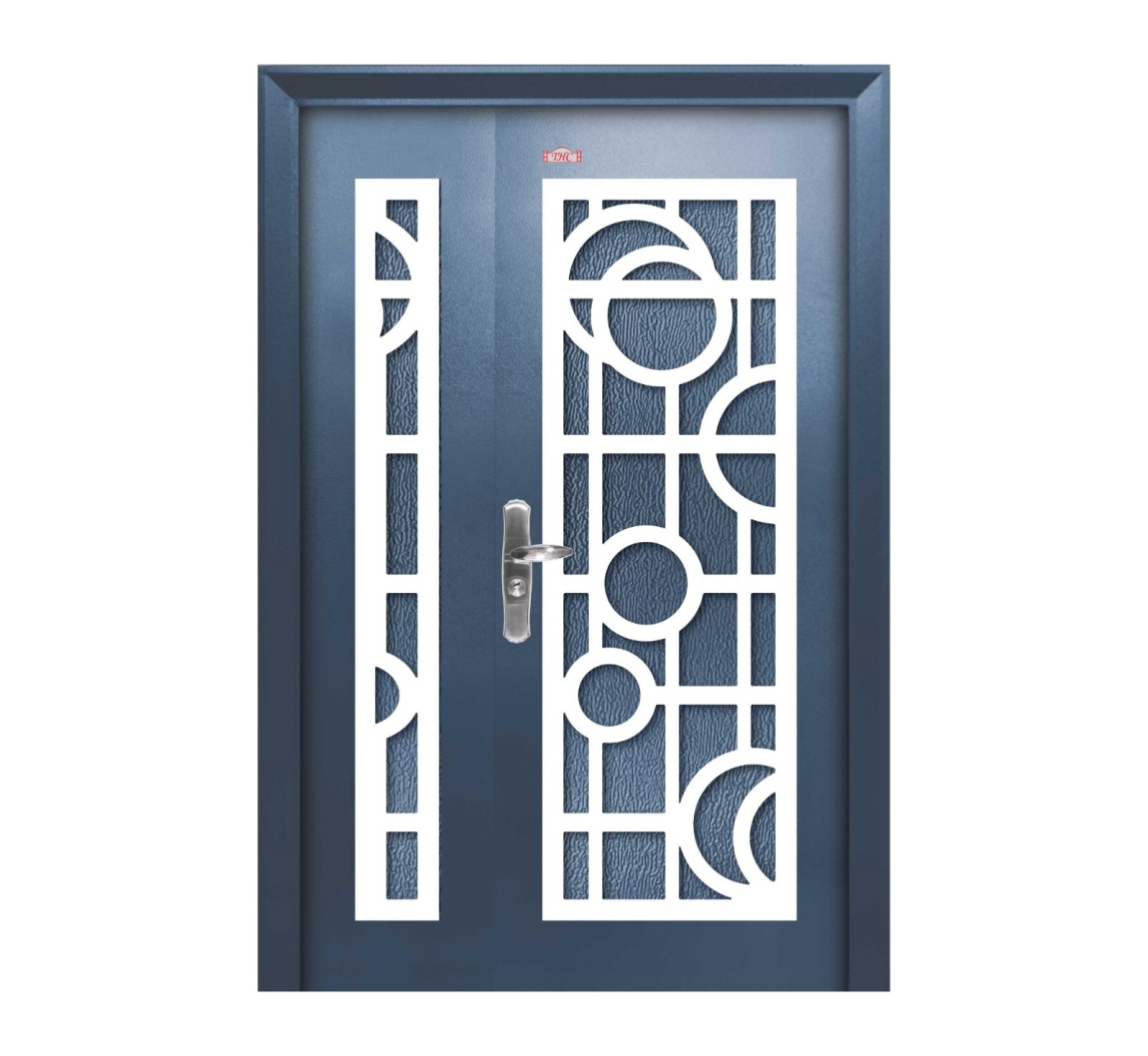 Security Door  : AP4-W989 Iron Blue Color Unequal Security Door Security Door Choose Sample / Pattern Chart