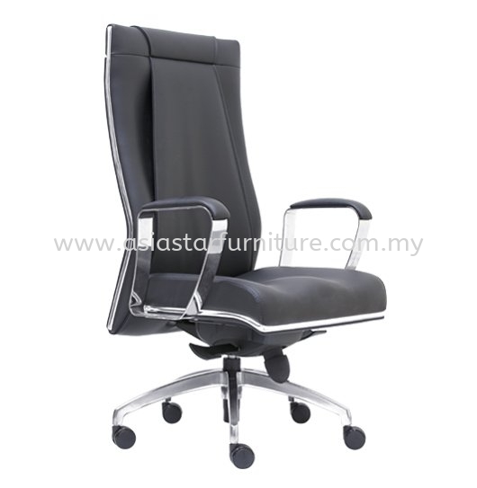 SEDIA DIRECTOR HIGH BACK LEATHER OFFICE CHAIR WITH CHROME TRIMMING LINE - director office chair uptown pj | director office chair centrepoint bandar utama | director office chair selayang