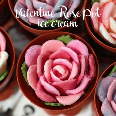 Valentine Rose Pot Ice Cream - Pink Lemonade