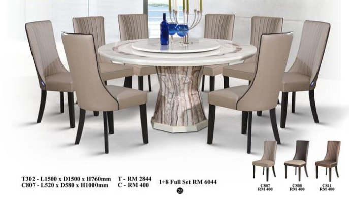 Marble Dining Set 4 - 8 Chairs