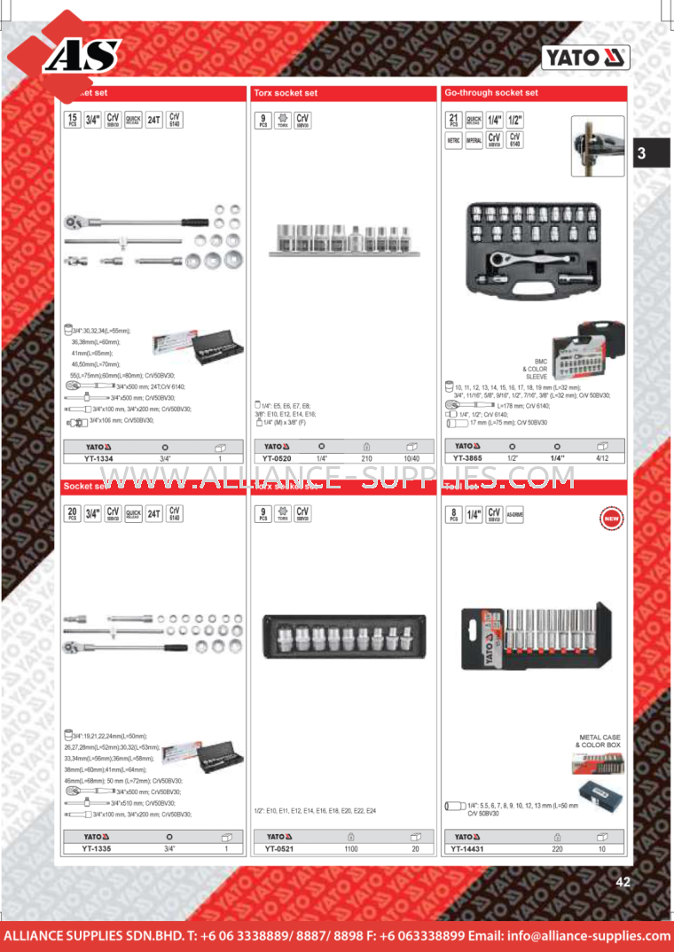 YATO Socket Set / Torx Socket Set / Go-through Set YATO Sockets Sets and Tool Sets YATO