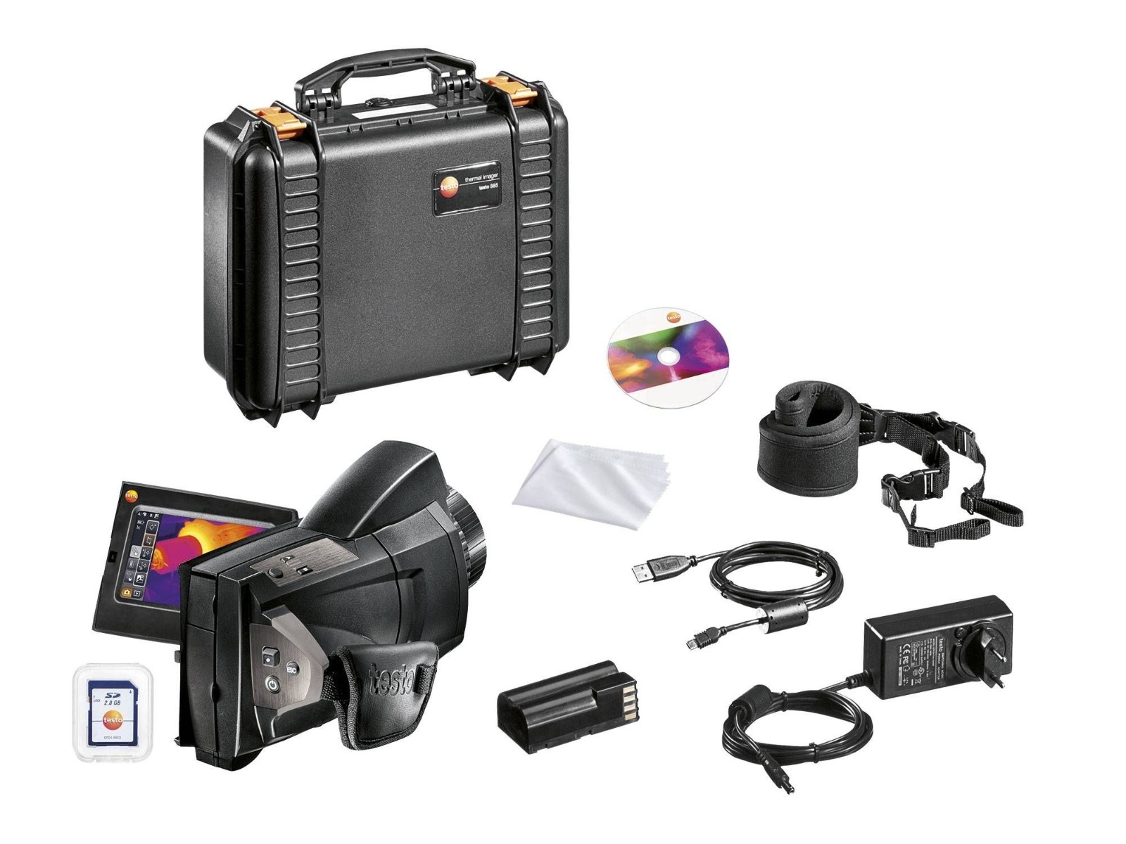testo 885 set thermal imager with super-telephoto lens and one lens
