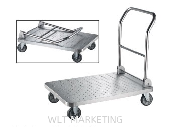 Stainless Steel Platform Trolley c/w Foldable Handle and 127mm Dia Non Marking Wheels LD-PFT-1003/SS
