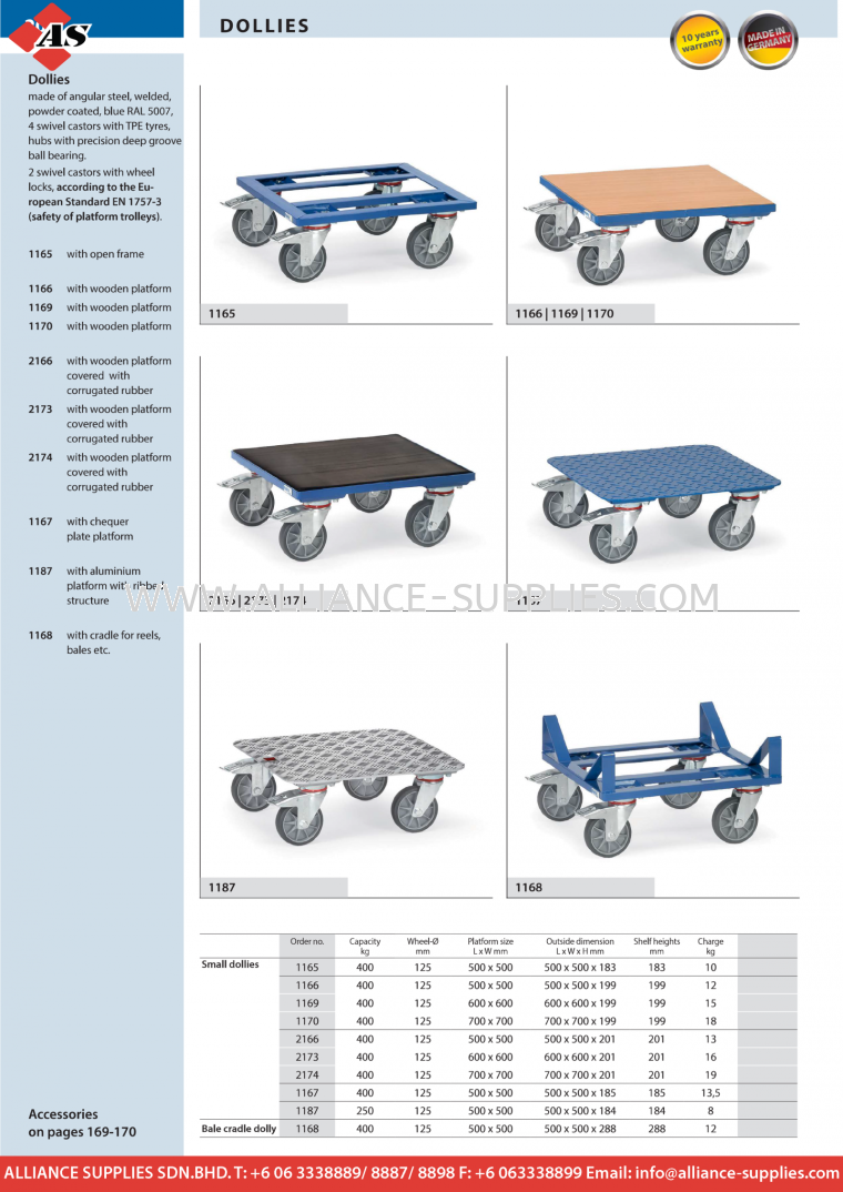 FETRA Small Dollies/ Bale Cradle Dollies FETRA Dollies With Goose Neck Handles FETRA