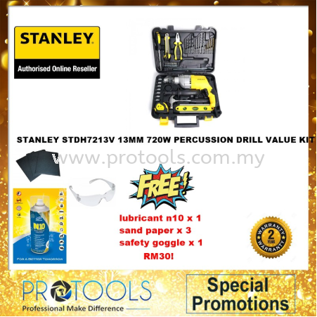 STANLEY STDH7213V 13MM 720W PERCUSSION DRILL VALUE KIT FOC 3 THING! (LIMITED)WORTH RM30