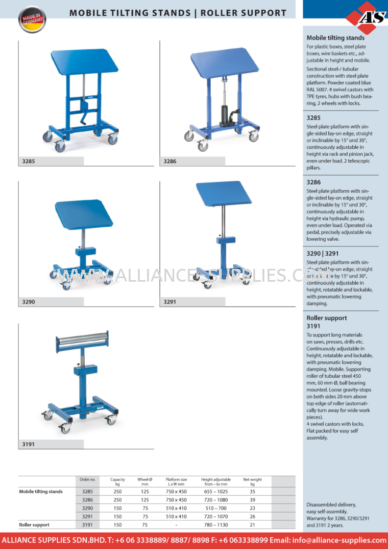 FETRA Mobile Tilting Stands | Roller Support FETRA Mobile Tilting Stands FETRA