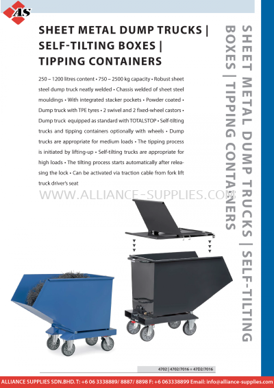 FETRA Sheet Metal Dump Trucks/ Self Tilting Boxes/ Tipping Containers