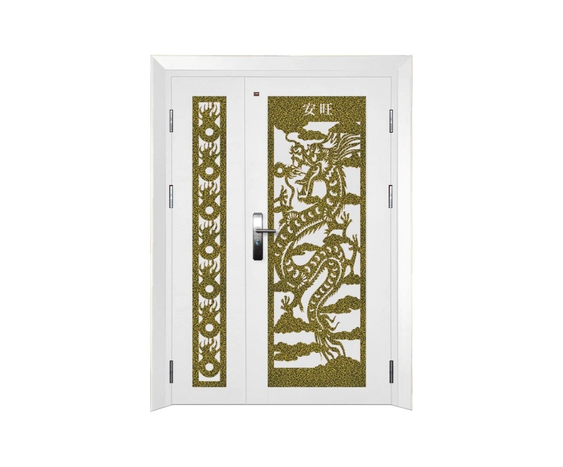 Unequal Security Door 006 White Color Unequal Double Security Door Security Door Choose Sample / Pattern Chart