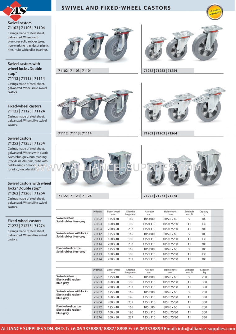 FETRA Swivel And Fixed-Wheel Castors FETRA Lifting Carts FETRA