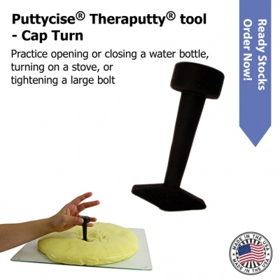 PUTTYCISE® THERAPUTTY® TOOL ~ CAP TURN(OPENING/CLOSING A WATER BOTTLE, TURNING ON STOVE)