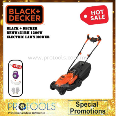 BLACK & DECKER Lawn Mower with Bike Handle [Free 2 Items] BEMW451BH - 1 year warranty