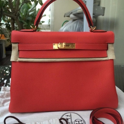 Birkin 35 Rouge Vif Epsom M-Stamp with GHW