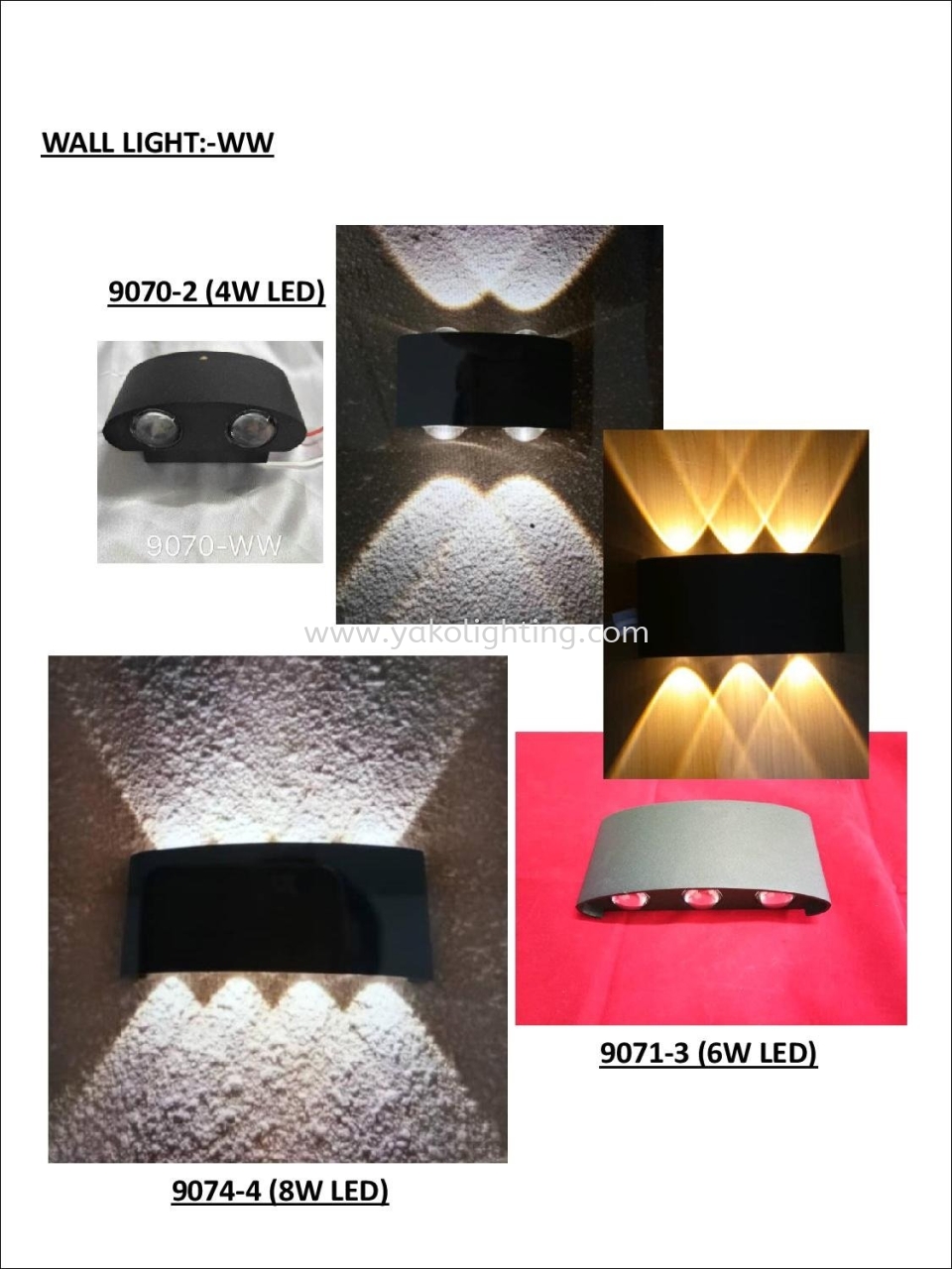 9070/2(4W),9071/3(6W),9074/4(8W) OUTDOOR WALL LAMP 