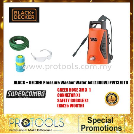 PW1370TD BLACK & DECKER 1300W HIGH PRESSURE WASHER FOC 3 THING!