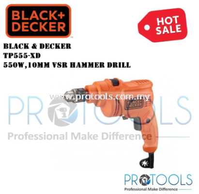 TP555-XD BLACK & DECKER 550W 10MM VSR HAMMER DRILL - 1 YEAR WARRANTY