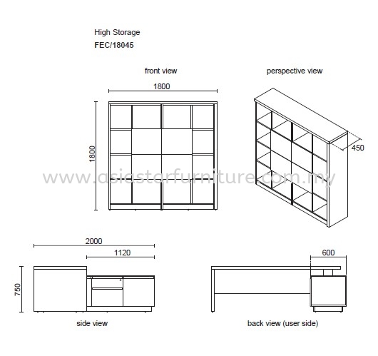 FERNI EXECUTIVE DIRECTOR OFFICE TABLE WITH SIDE OFFICE CABINET & HIGH OFFICE CABINET SPECIFICATION 2 - Top 10 Must Have Director Office Table | Director Office Table Selayang | Director Office Table Rawang | Director Office Table Kepong