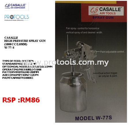 CASALLE HIGH PRESSURE SPRAY GUN W77S- 1000CC/2.0MM