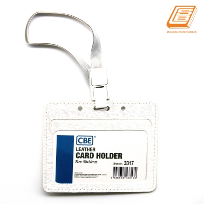 CBE - White Leather Card Holder + Lanyard 3317+132975